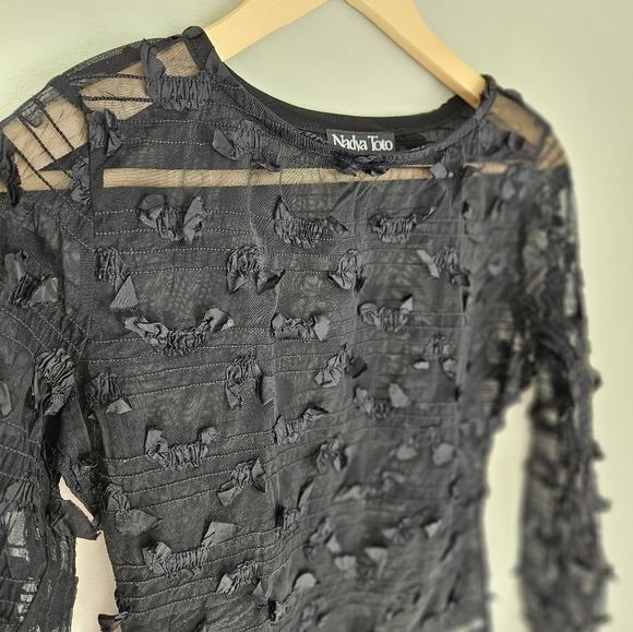 Designer top Nadya Toto black sweater size small - Picture 3 of 4